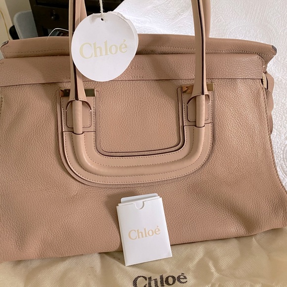 Brand new, authentic Chloe Porte Main bag in blush nude. Card of authenticity. - Picture 1 of 8